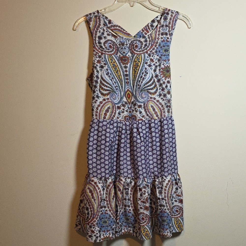 Band of Gypsies Orange and Blue Tiered Sundress - Picture 1 of 4